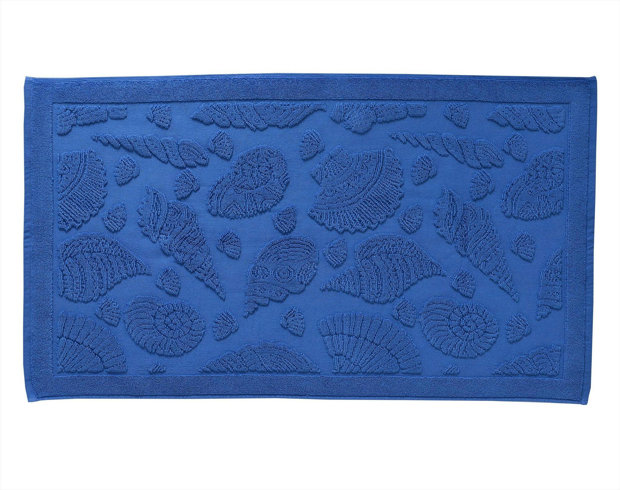 CRUSTACE - Tapis de bain 60x100 bleu en coton 800 g/m²