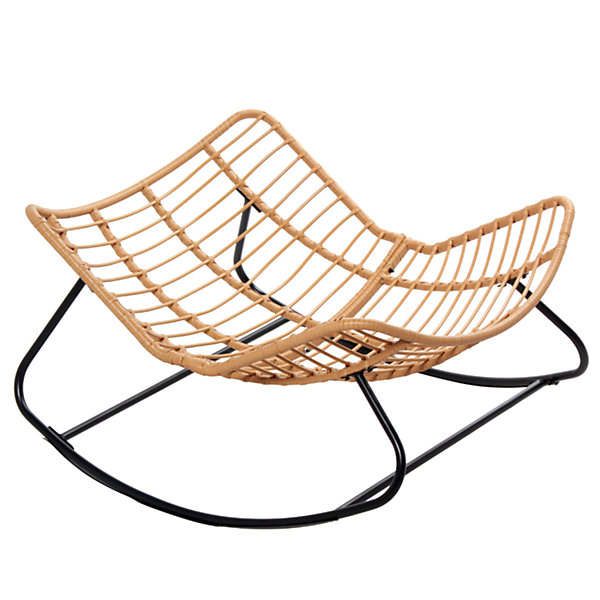 Fauteuil à bascule en résine tressée coussin beige CANGGU