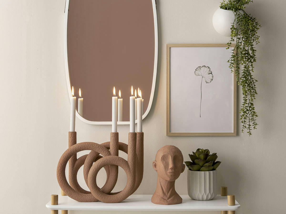 RINGS - Bougeoir 4 bougies en polyrésine terracotta