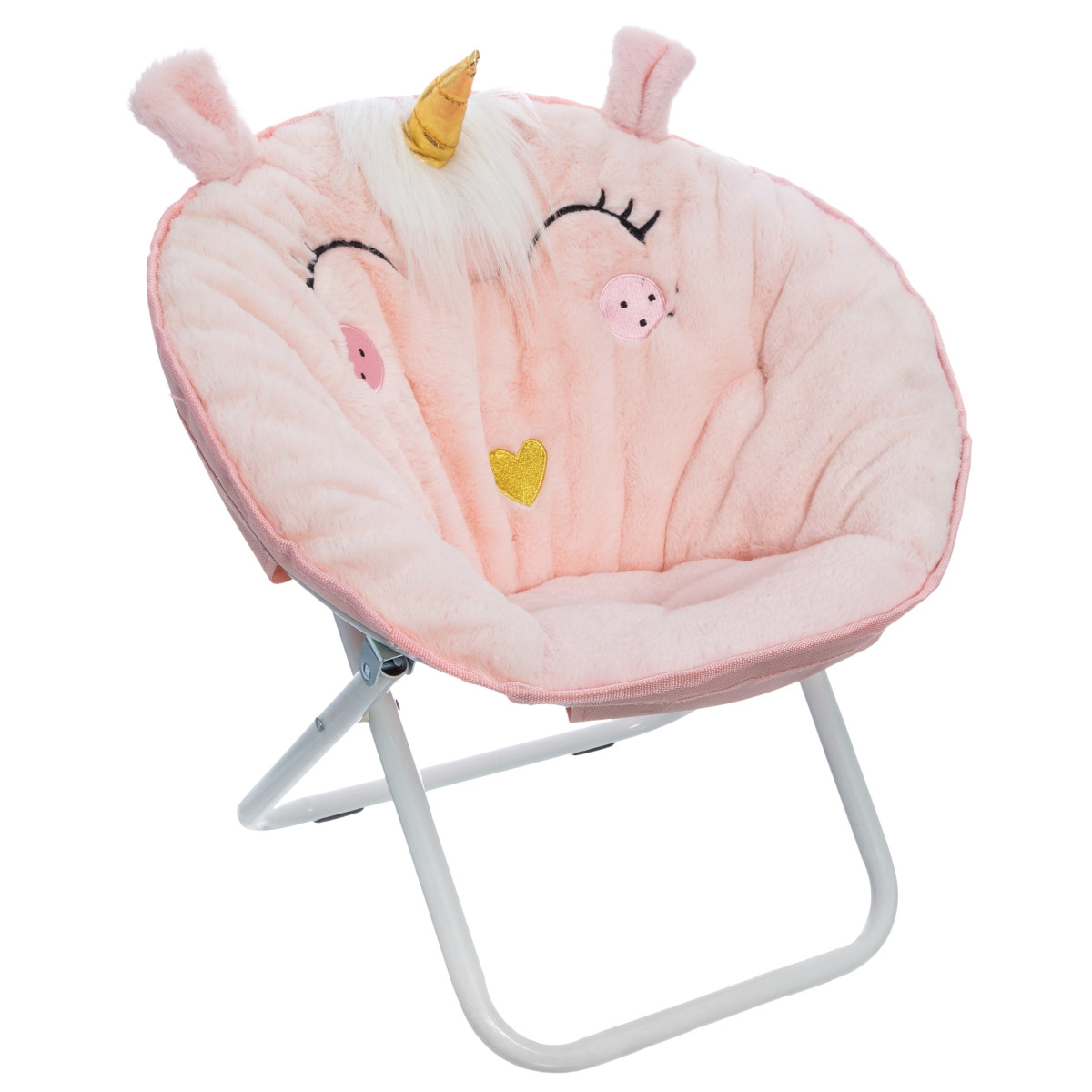 Dziecięcy fotel Unicorn różowy składany 55cm