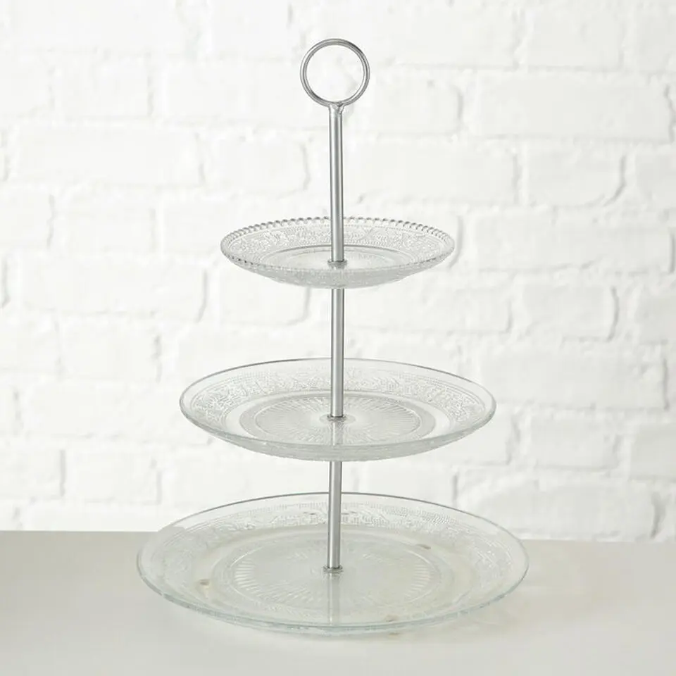 Etagere glas - 3-laags - 35 cm - metaal en glas - serveerplateau