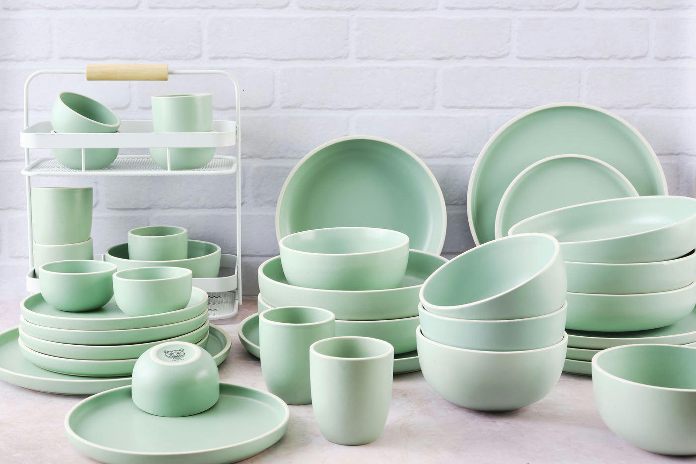 ORIGIN - Set vaisselle 36 pièces en grès vert