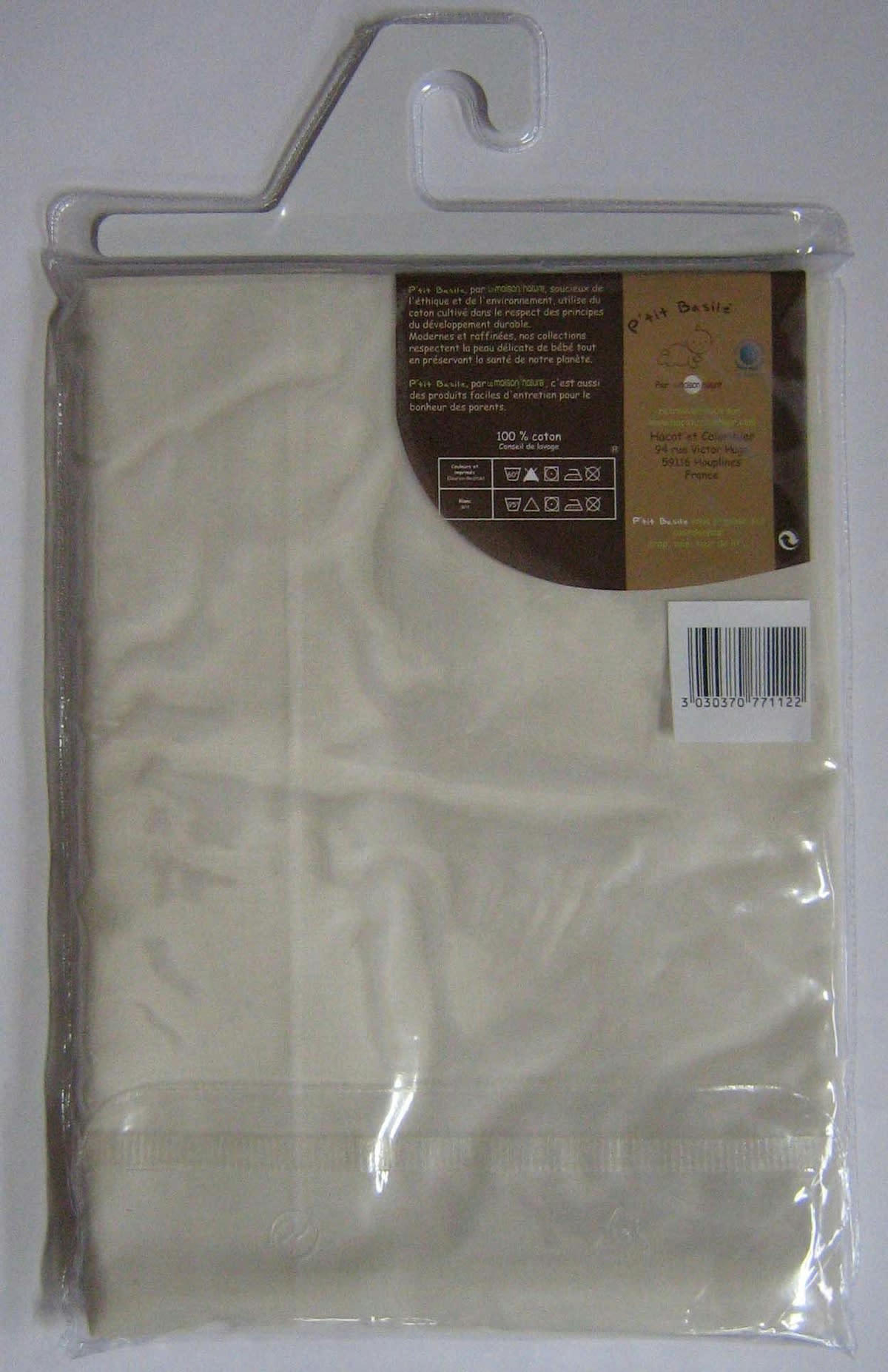 - Drap plat coton bio 118x180 écru