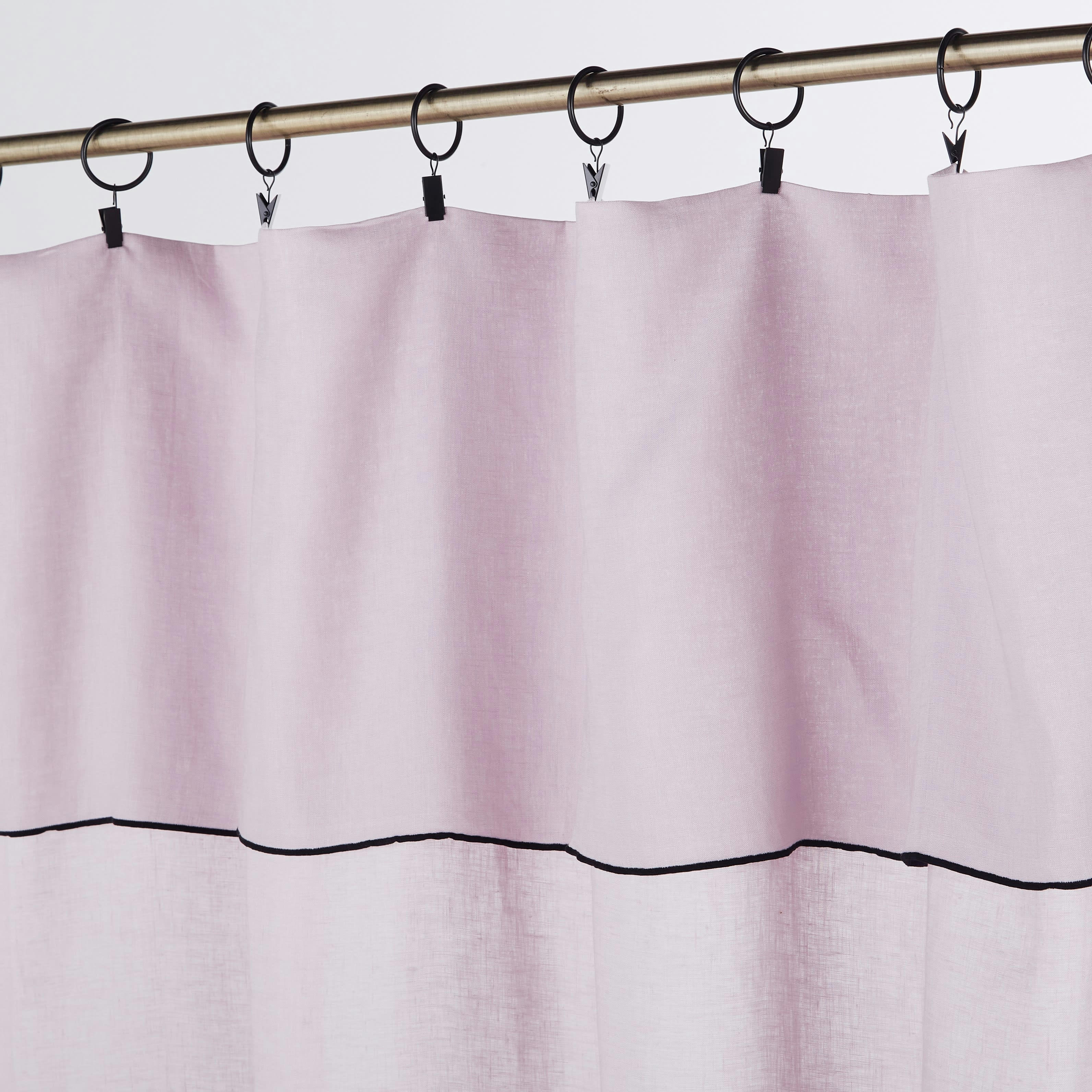 - Rideau à œillets à pinces en lin lavé rose lilas à l'unité 130x300