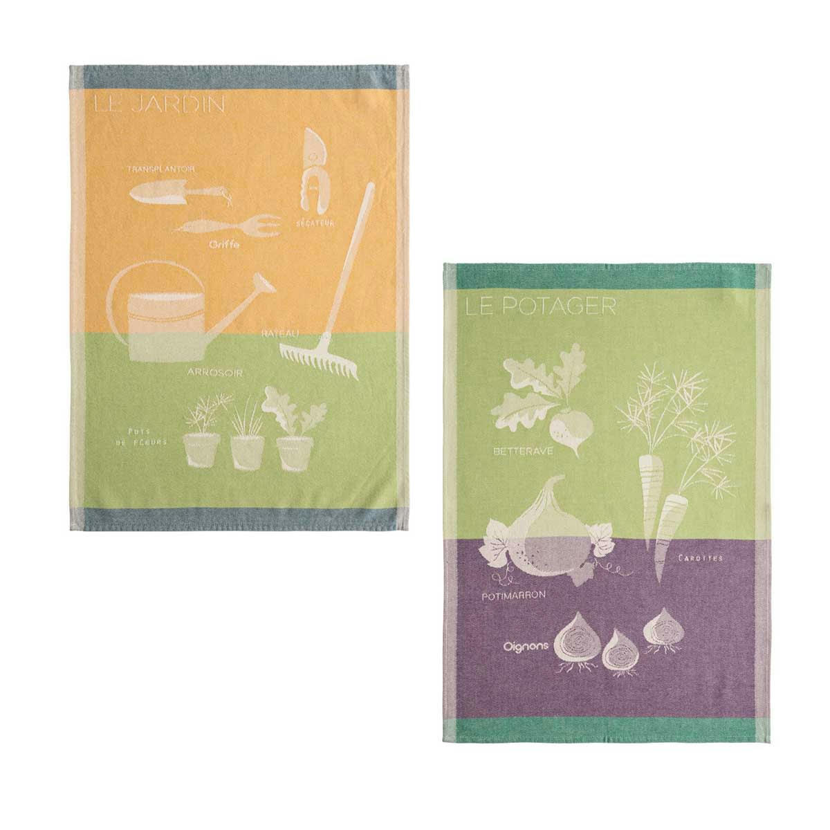 JARDINIER - Lot de 2 torchons imprimés en jacquard de coton 50x75