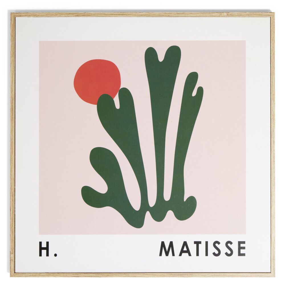 Cadre déco en bois H. Matisse motif abstrait 30x30cm