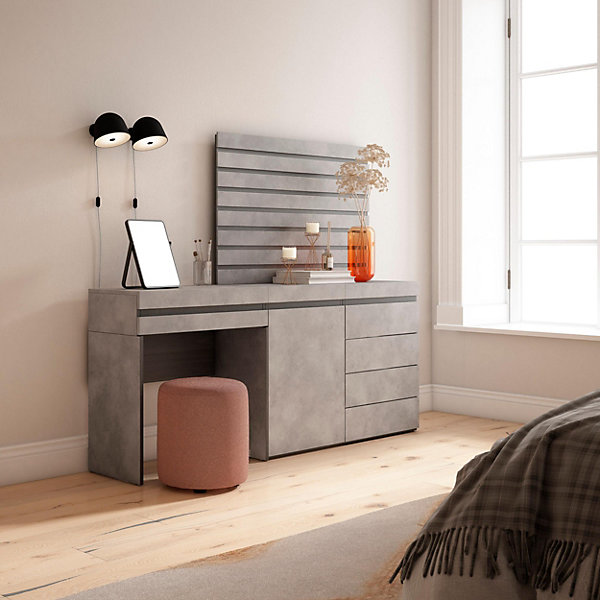 Coiffeuse 177x35x145cm commode buffet panneaux en bois couleur gris