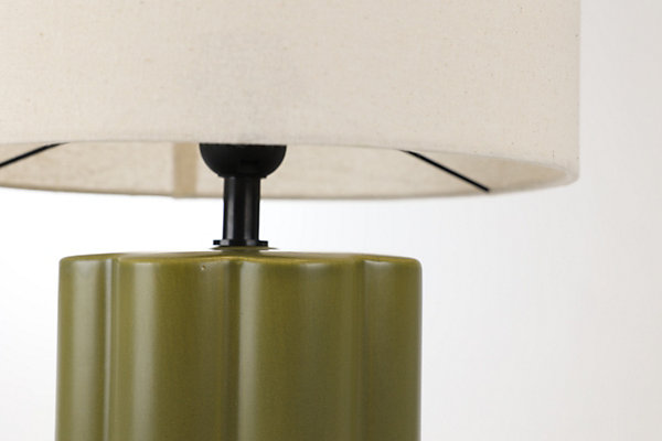Lampe à poser vert kaki en céramique H.48,5 cm E27 40W, Seynave Chani