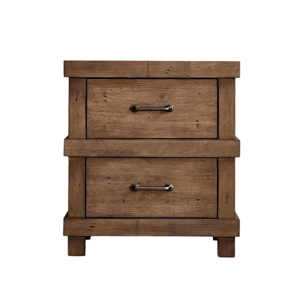 Wooden Nightstand with 2 Drawers