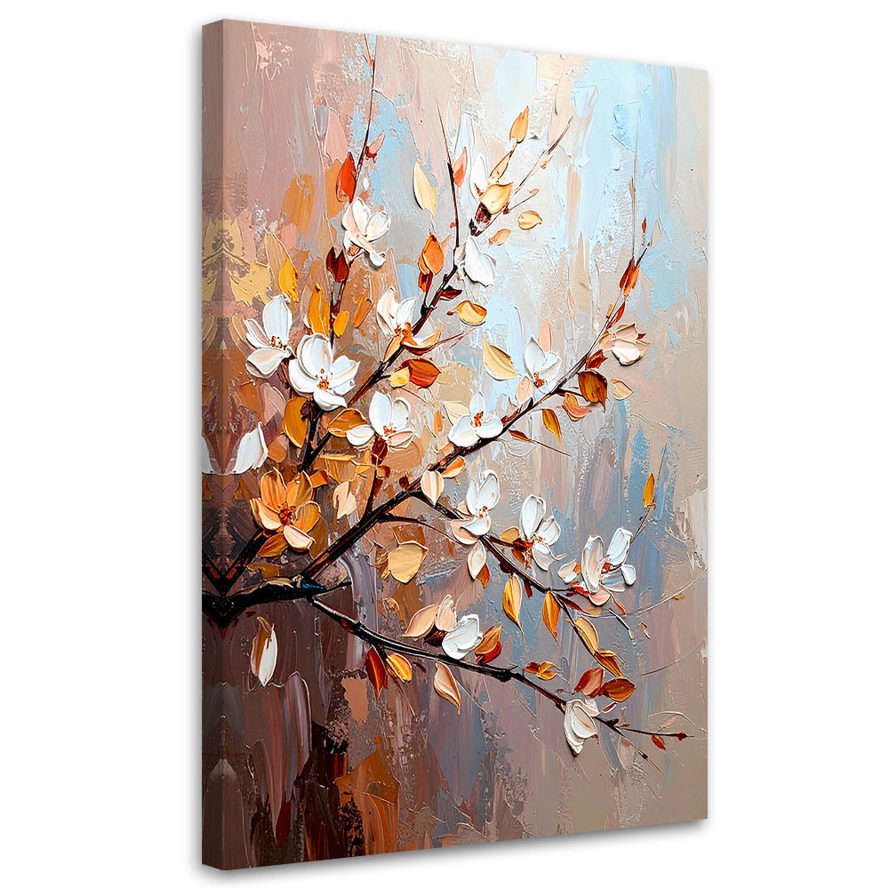 Feeby Obraz do salonu, Delikatne Liście Kwiaty na gałązkach 40x60