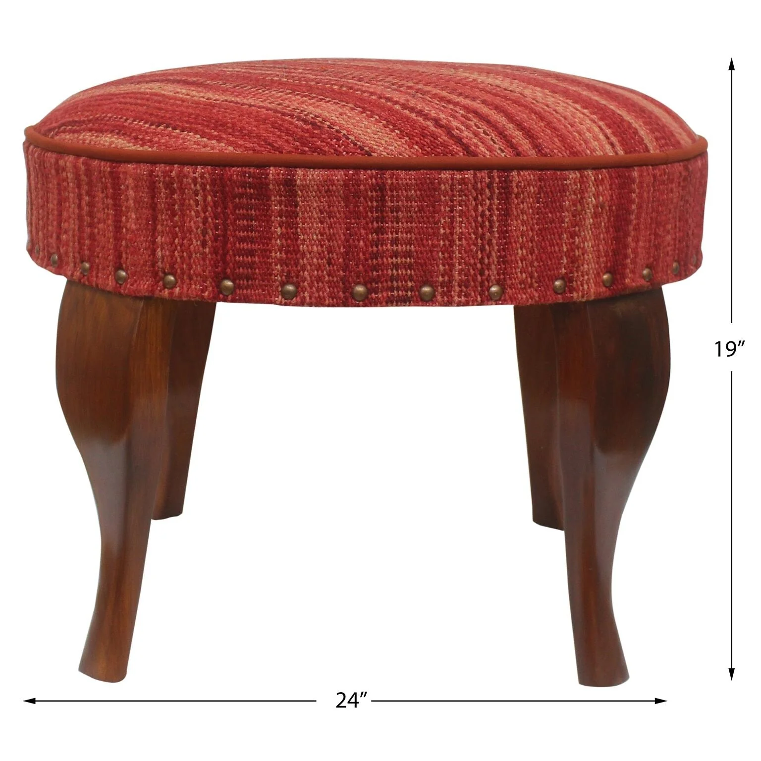 Eclectic Mckayla Handmade Kilim Upholstered Ottoman