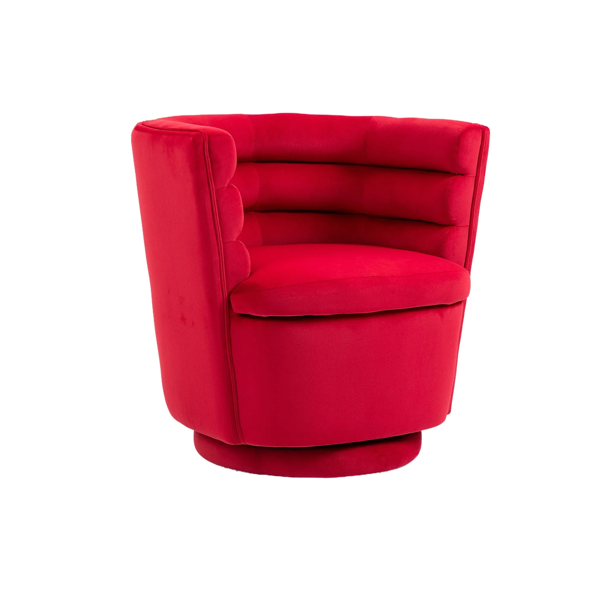 360 degree rotating barrel shaped velvet armchair with storage