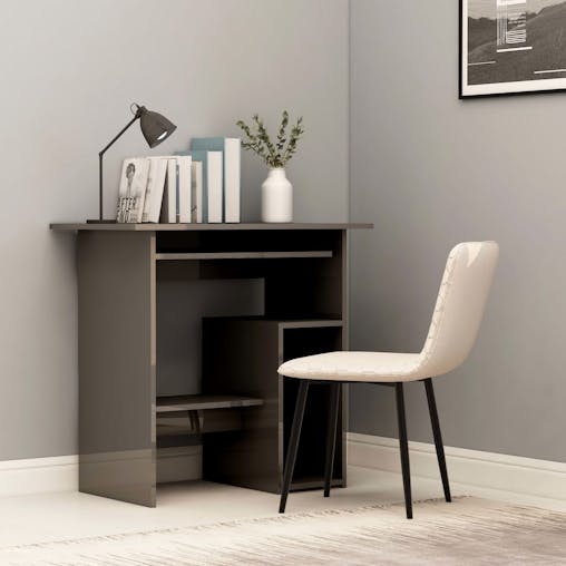 NNEVL Desk High Gloss Grey 80x45x74 cm Chipboard