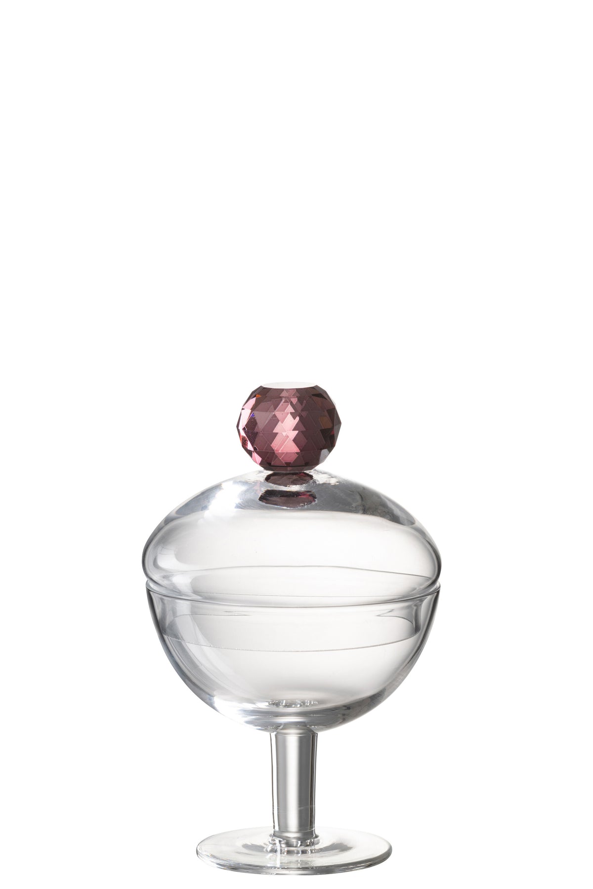 J-Line voorraadpot Diamant - kristalglas - roze/transparant - small
