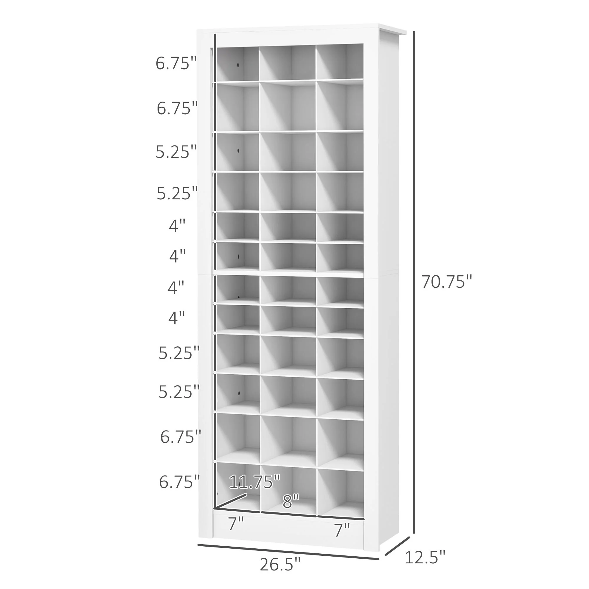 71 Tall Shoe Rack Storage Organizer with Open Cubes for 36 Pairs