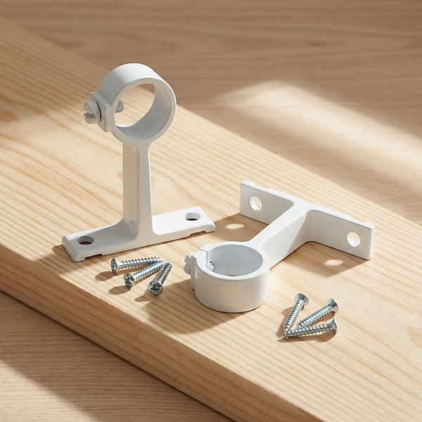 2 supports aluminium blanc pour tringle de penderie ø1,8 x 4 cm