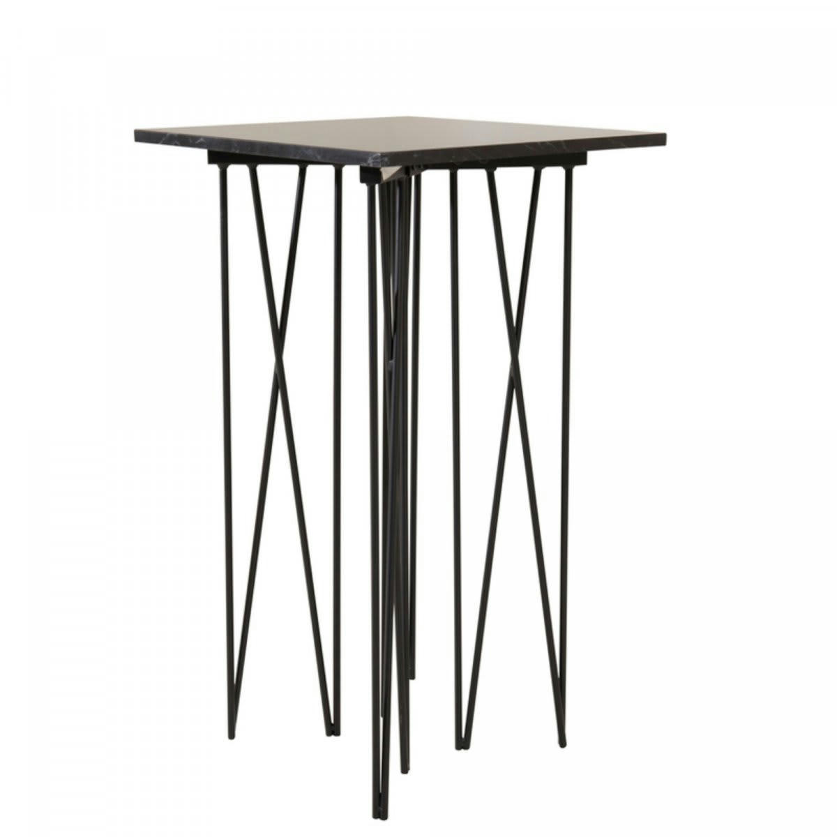 SUSAN - Table d'appoint moderne marbrée en métal noir