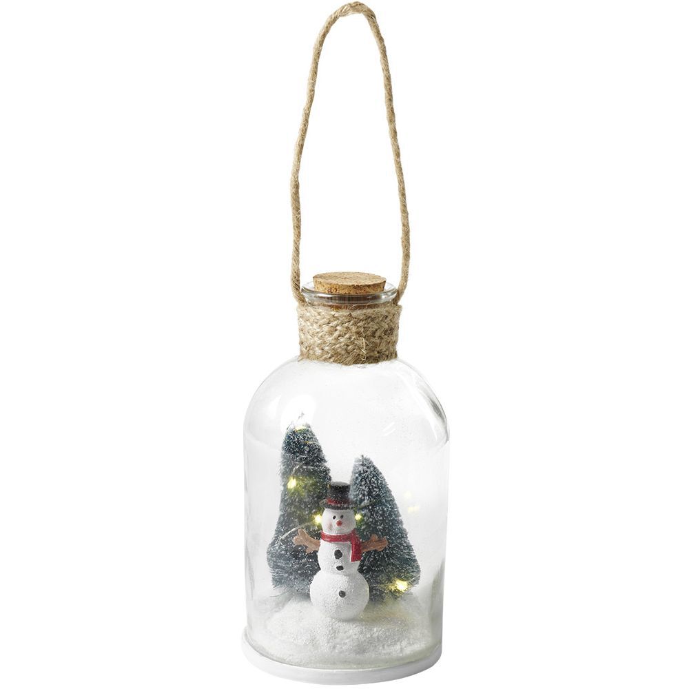 Décoration bocal lumineux avec scène de No&euml;l H20cm