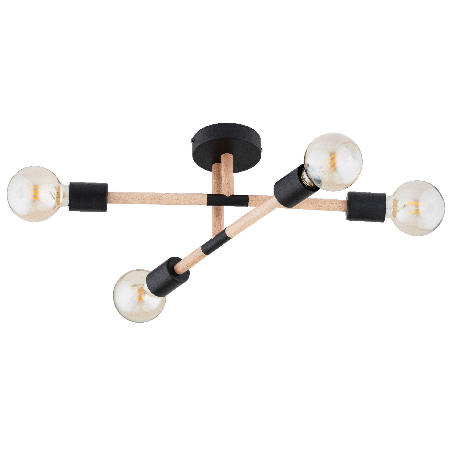 Lampa sufitowa OTELLOjasne drewno-czarna 4xE27x15W IP20 Alfa