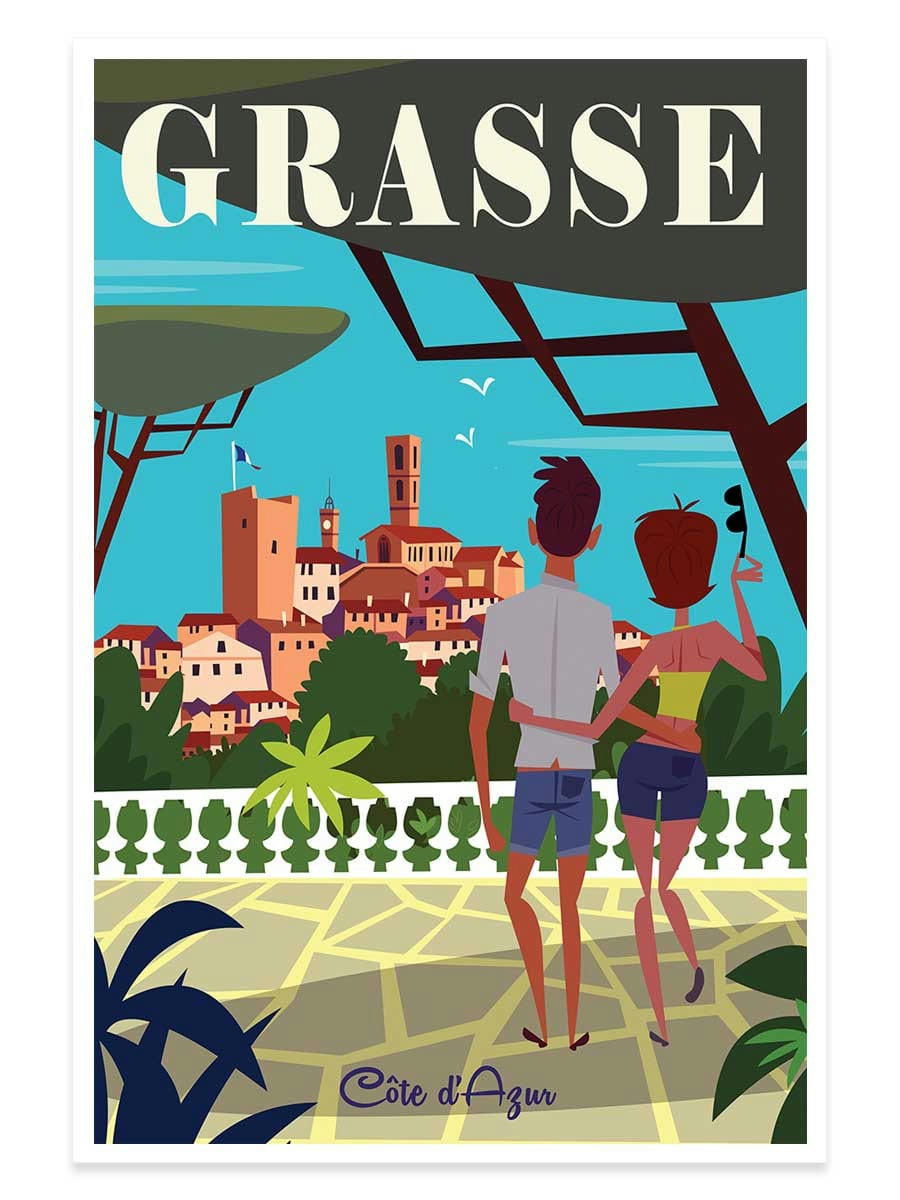 - Affiche voyage à Grasse sans cadre 40x60cm