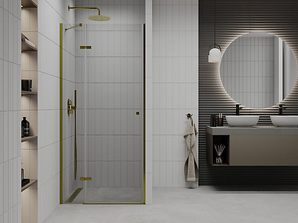Mexen Roma porte de douche pivotante 120 cm, transparentes, dorées - 854-120-000-50-00