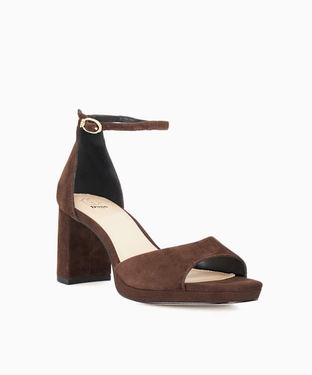 Malmara Brown - Block Heel Ankle Strap Platform Sandals