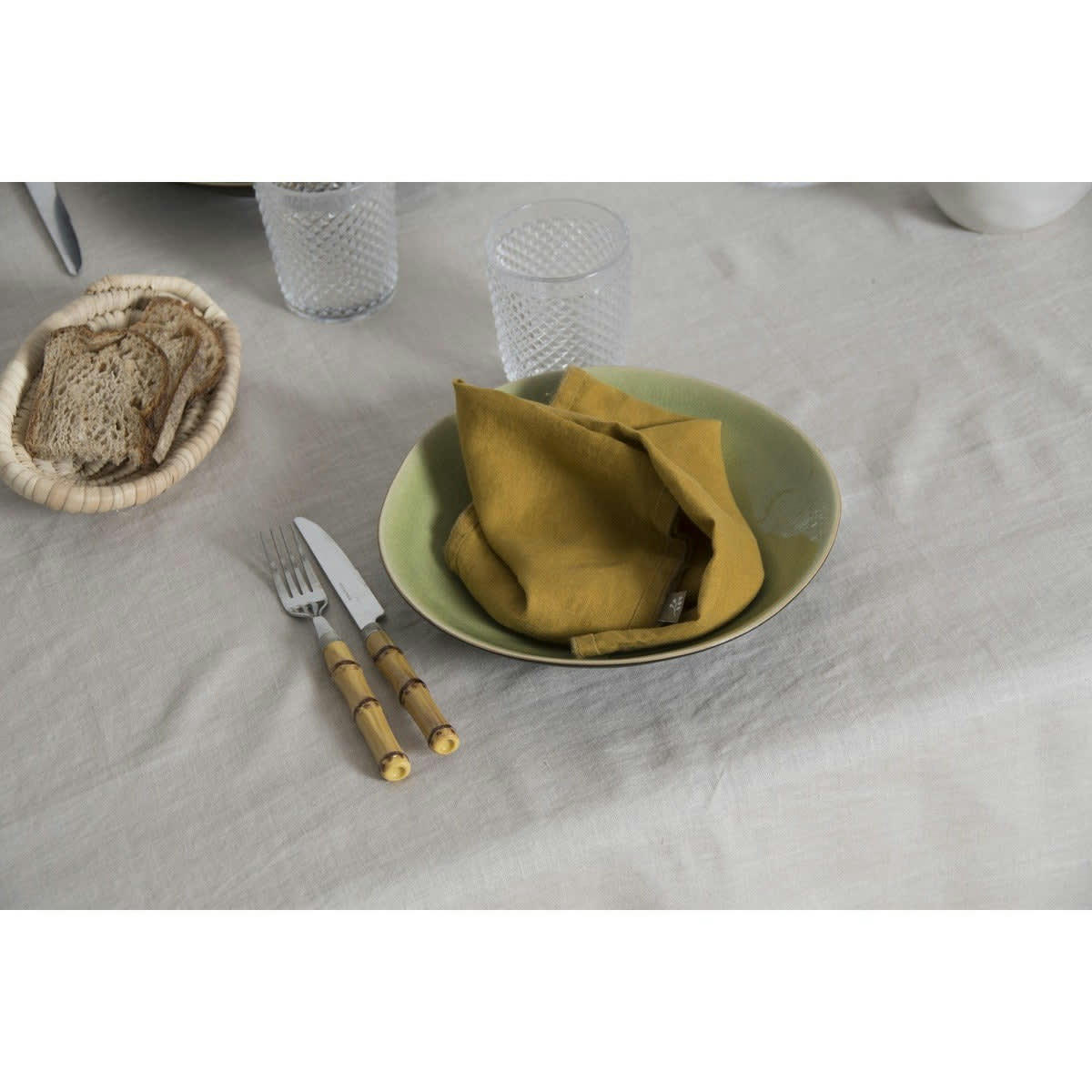 HORTENSE - Nappe lin lavé  150x300 grège