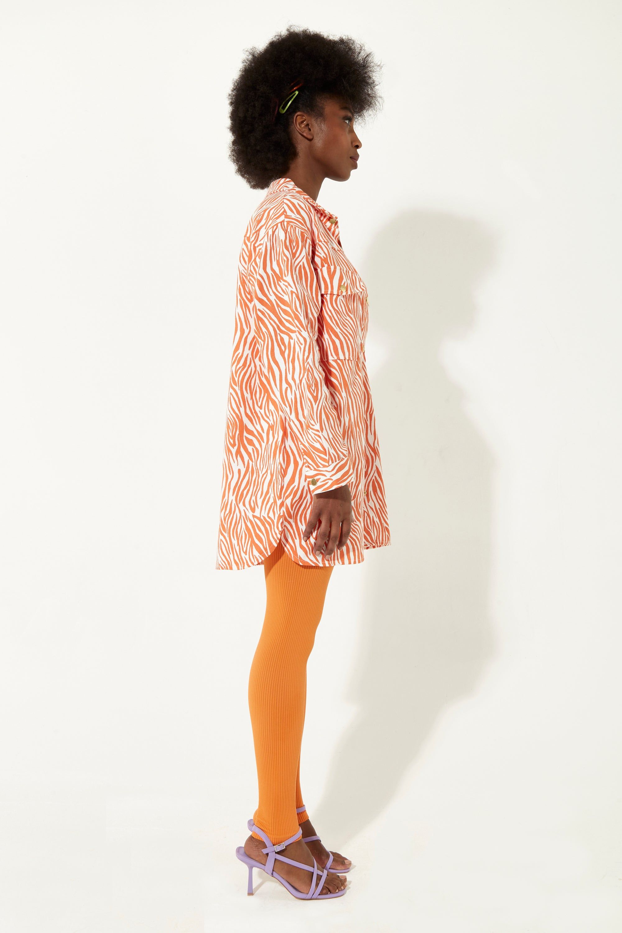 House of Holland Orange Zebra Oversized Shirt