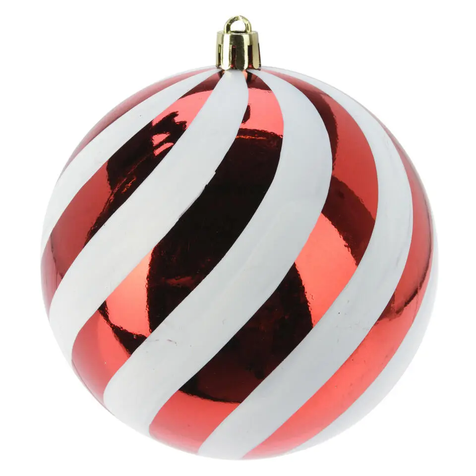 Christmas Decoration Kerstballen - 5x - 10 cm - rood/wit