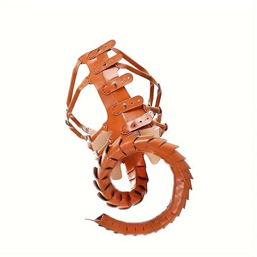 NNETM Brown Facehugger Hand Stitch Leather Mask - Costume