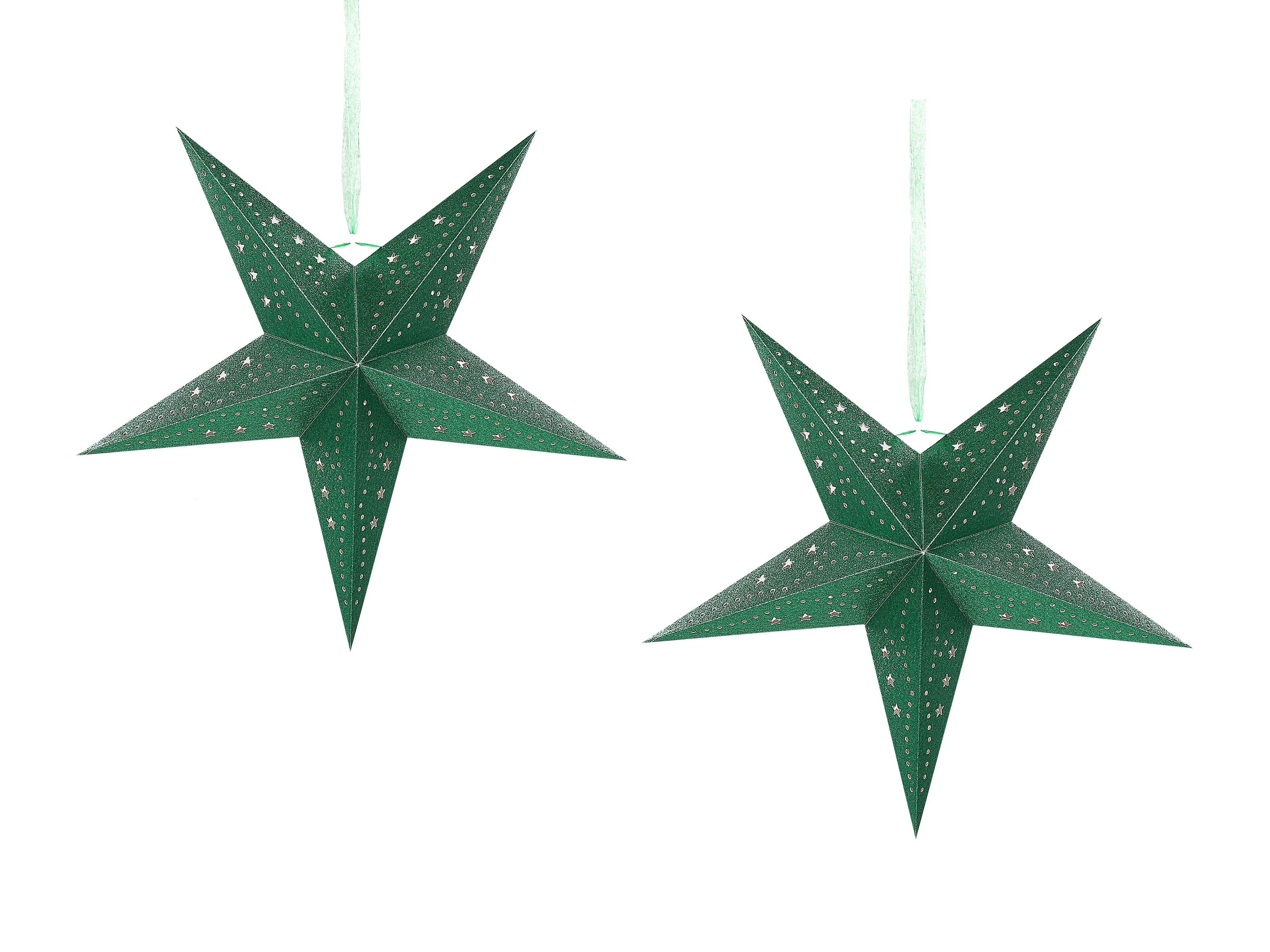 Set of 2 Hanging Decorations LED MOTTI Star 45 cm Emerald Green