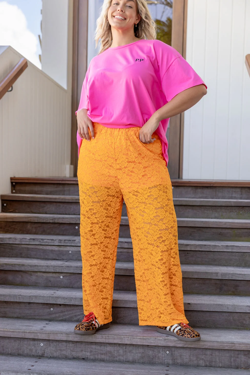 Honey Lace Pant in Orange