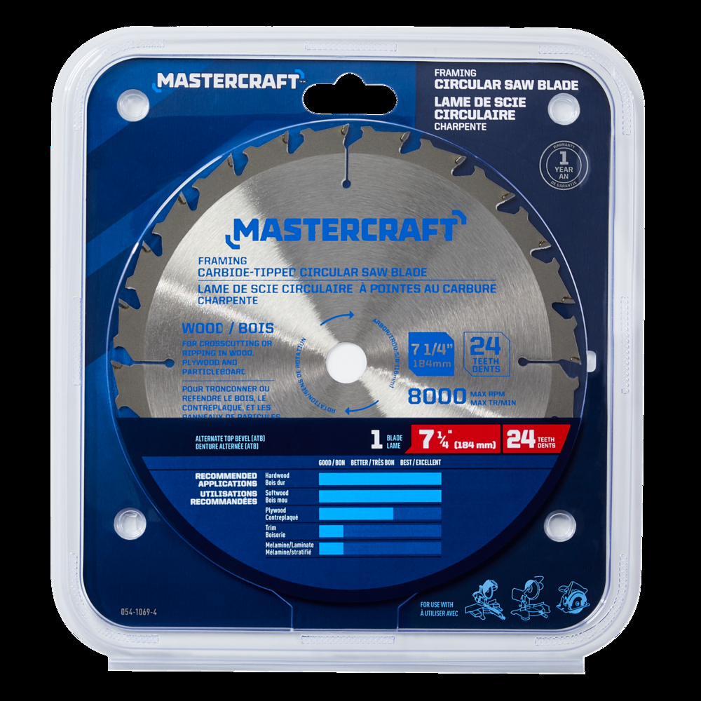 Mastercraft 7-1/4-in 24T Carbide Tipped Circular Saw Blade for Wood