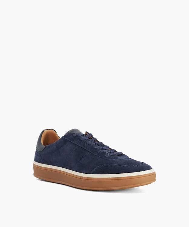 Tony Navy - Wide Fit Suede Lace-Up Trainers
