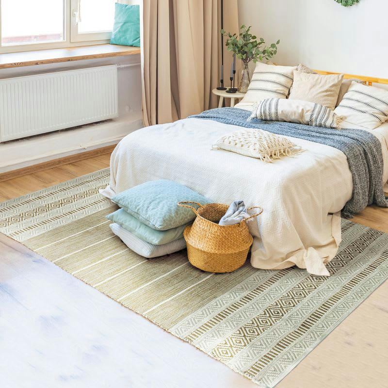 TERRA - Tapis 100% coton blanc-sable 160x230