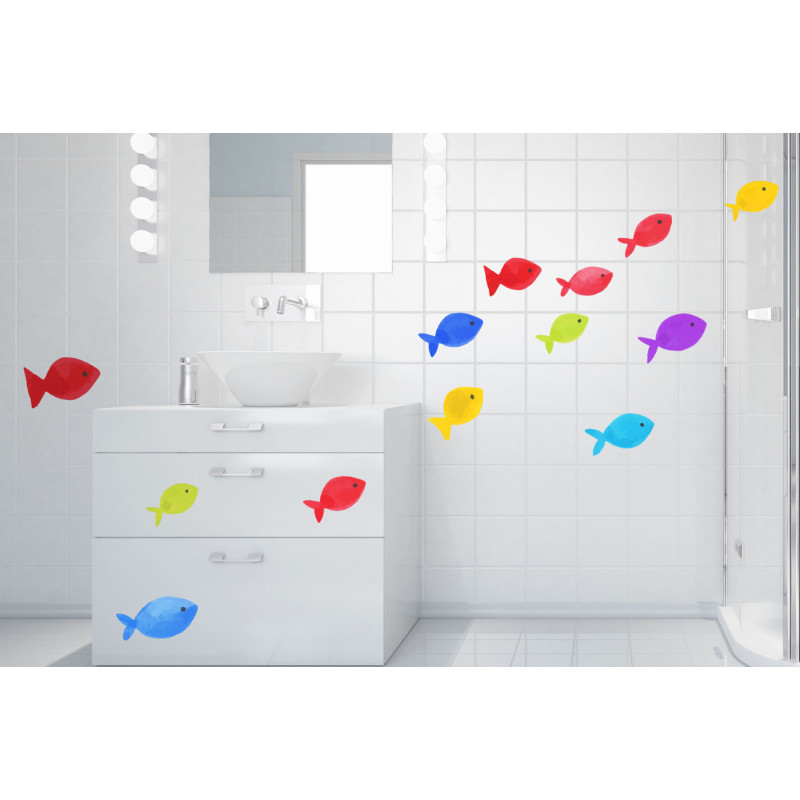 Planche de stickers Poissons colorés