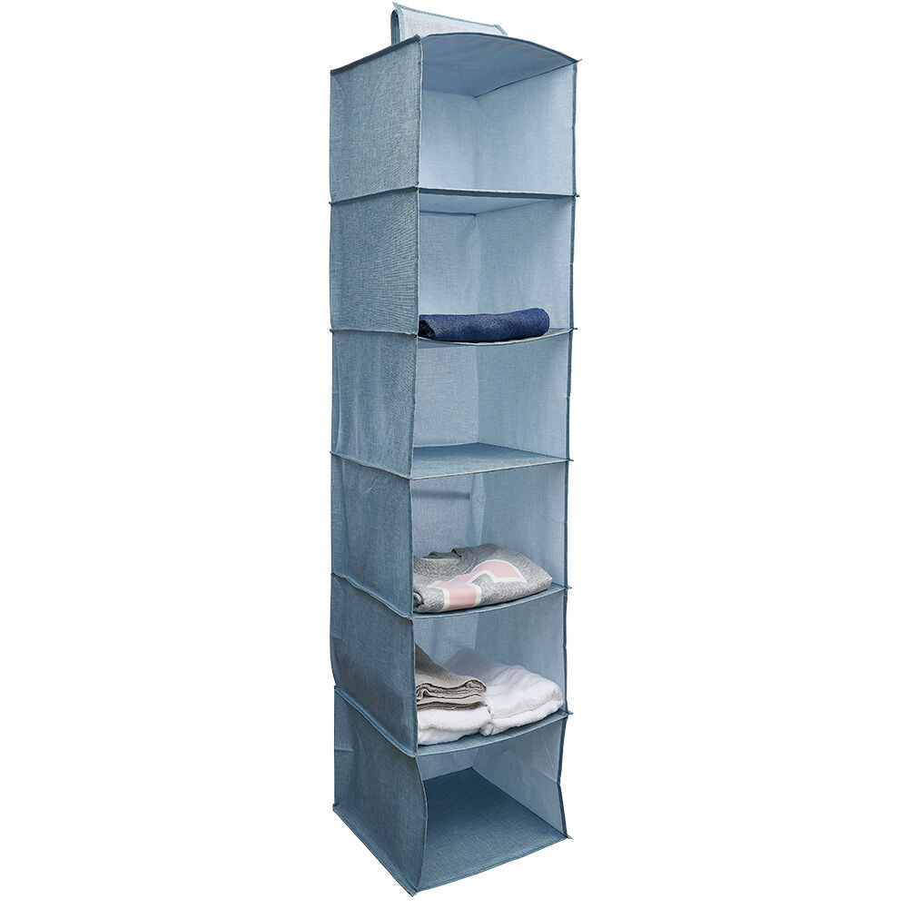 Organisateur de vêtements Bleu - 6 niveaux - 30x30xH128 cm