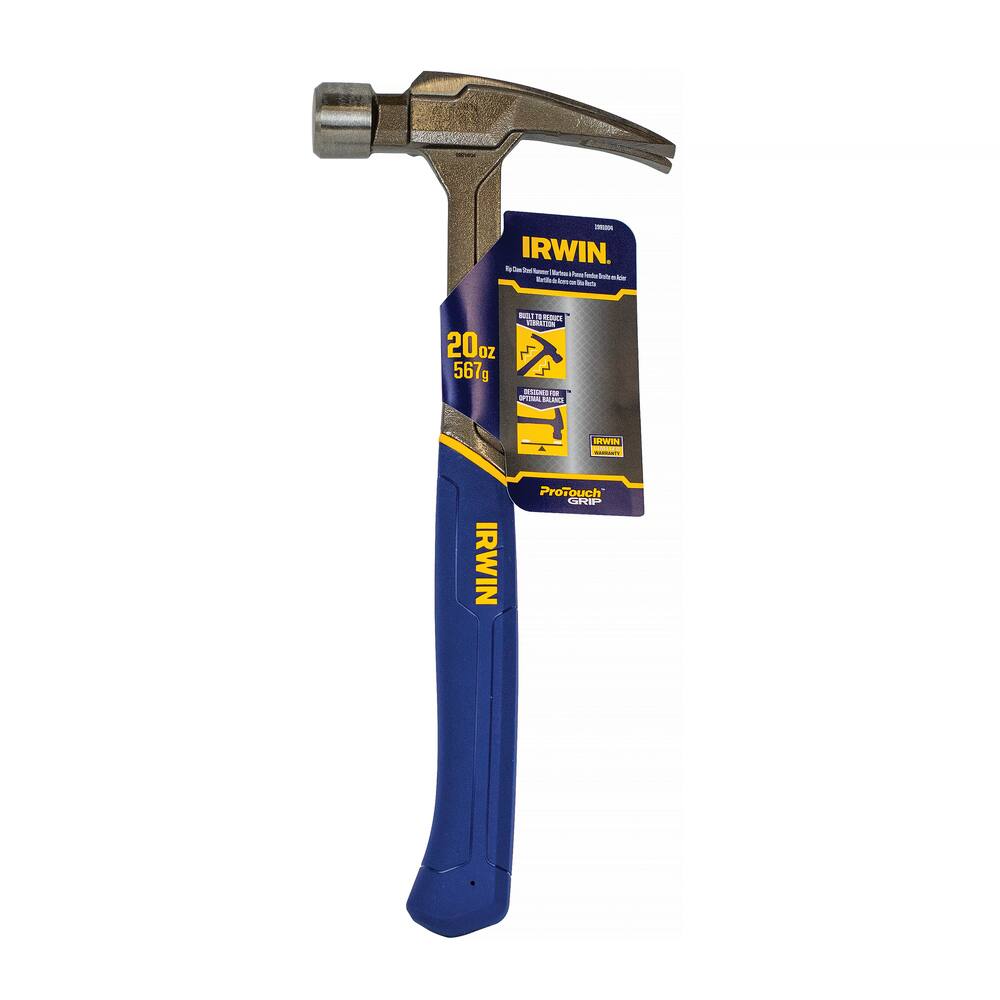 Irwin 20-oz Rip Claw hammer with One Piece Steel Construction, Anti-Slip Handle, 1991004