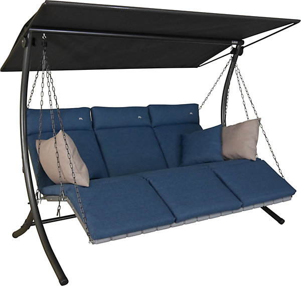 balancelle Luxus Smart - balancelle de jardin pour s'asseoir, s'allonger et se détendre, avec fonction lit, bleu