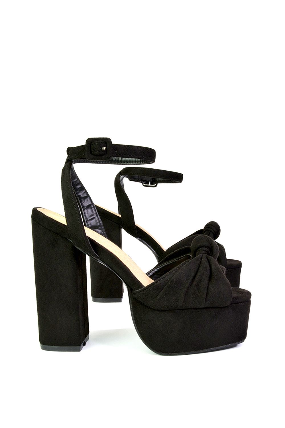 XY London Lillian' Peep Toe Strappy Chunky Block High Heel Platform Shoes