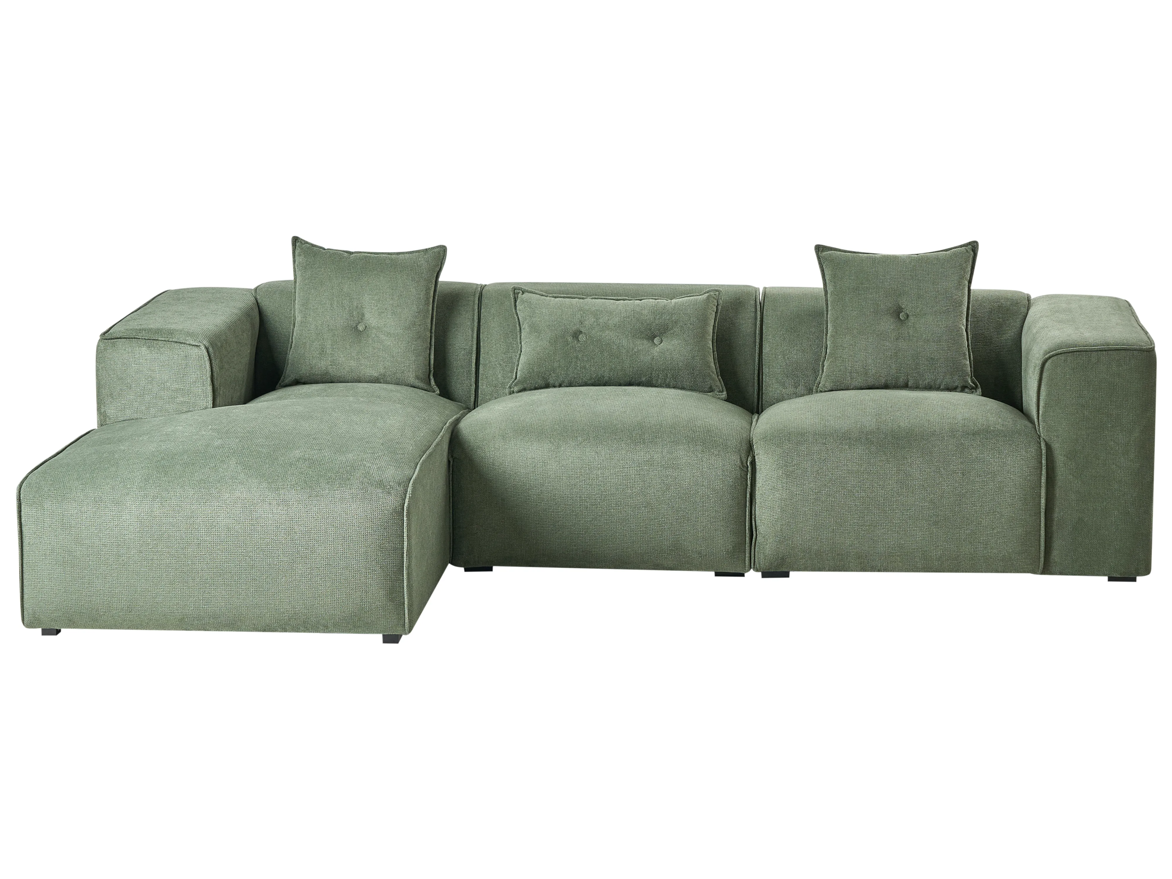 Corner Sofa 3 Seater DOLVA Chenille Dark Green Left Hand