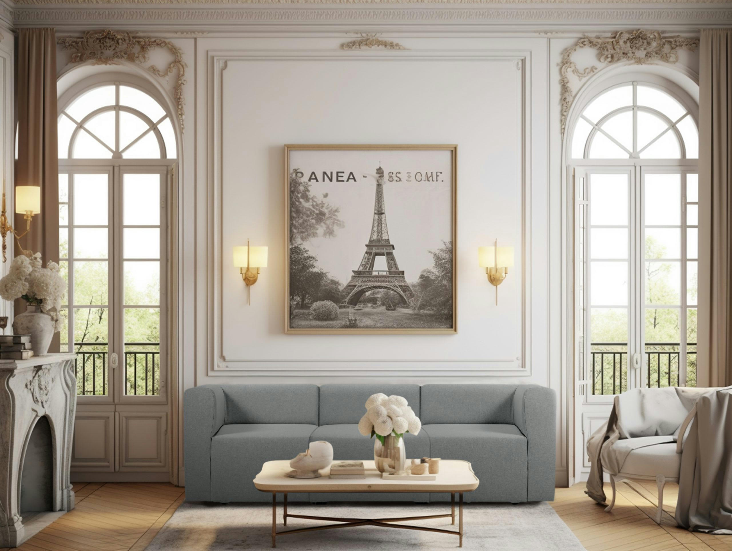 PINOT - Canapé droit modulable 4 places en tissu gris foncé