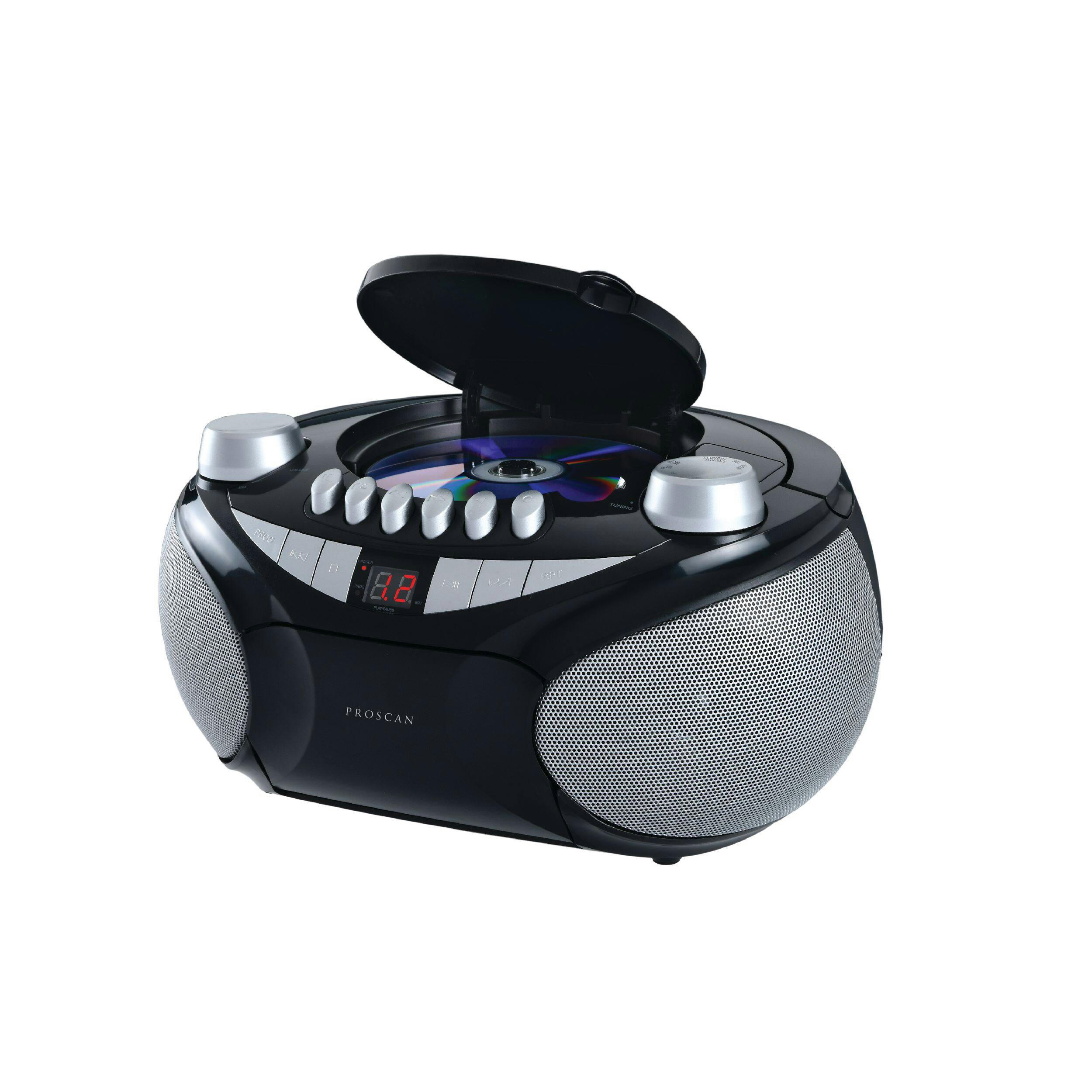 Proscan SRCD286-SLVR Portable CD & Cassette Player Boombox Stereo w/ AM/FM Radio