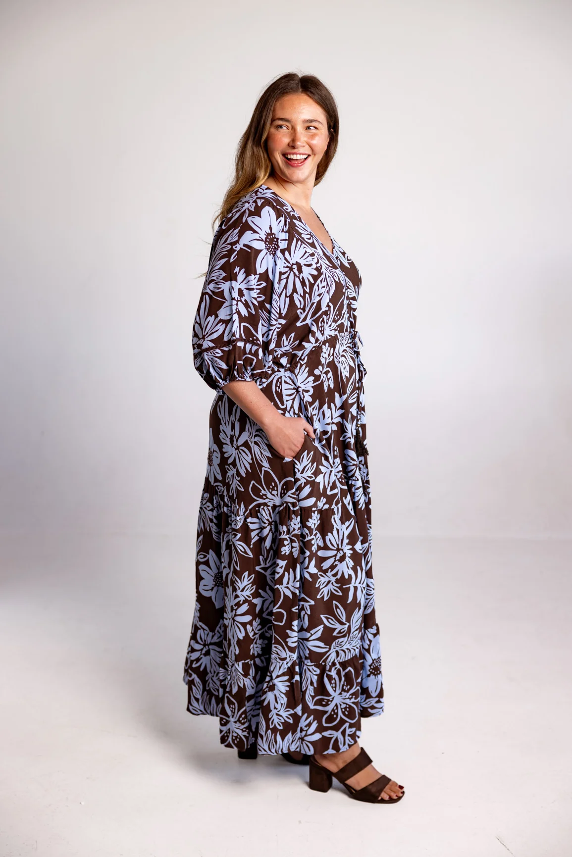 Addison Maxi Dress in Blue Lani Chocolate