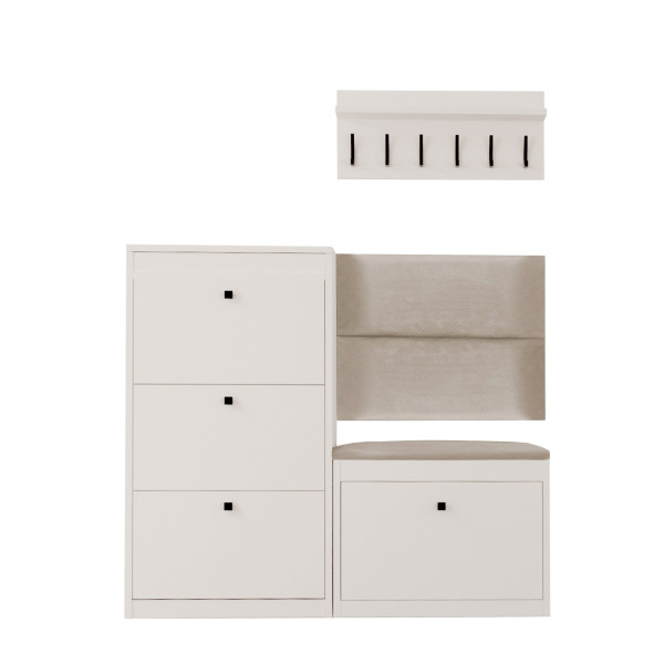 Zestaw Do Przedpokoju 13Wa112P Kaszmir Beż/G 129X28X- Cm Welur Beż