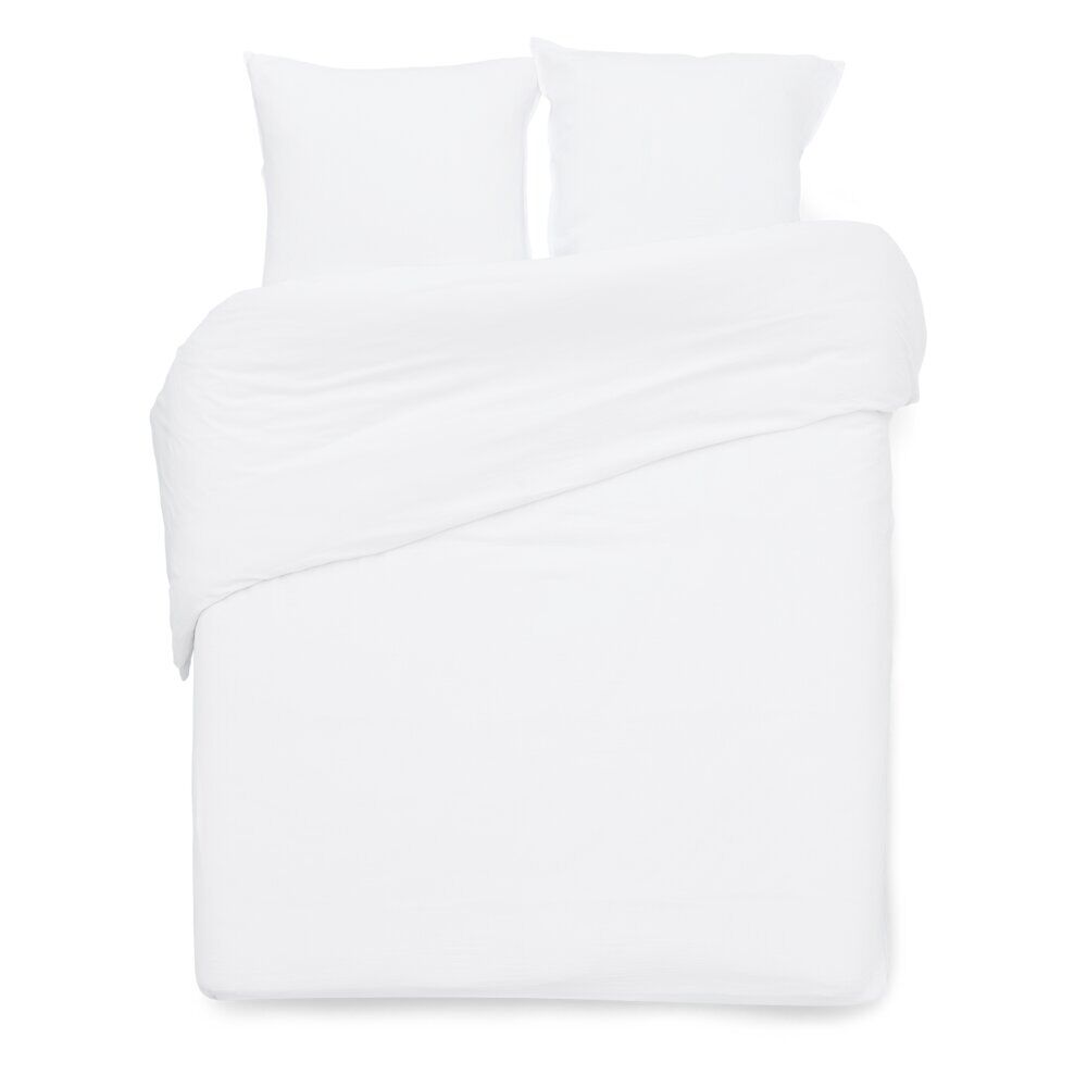 Parure de lit 2 personnes 240x220cm gaze de coton blanc uni