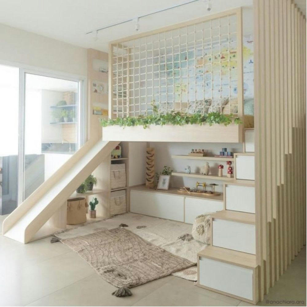 PIN - Tapis coton lavable forêt de pins beige 140x200cm