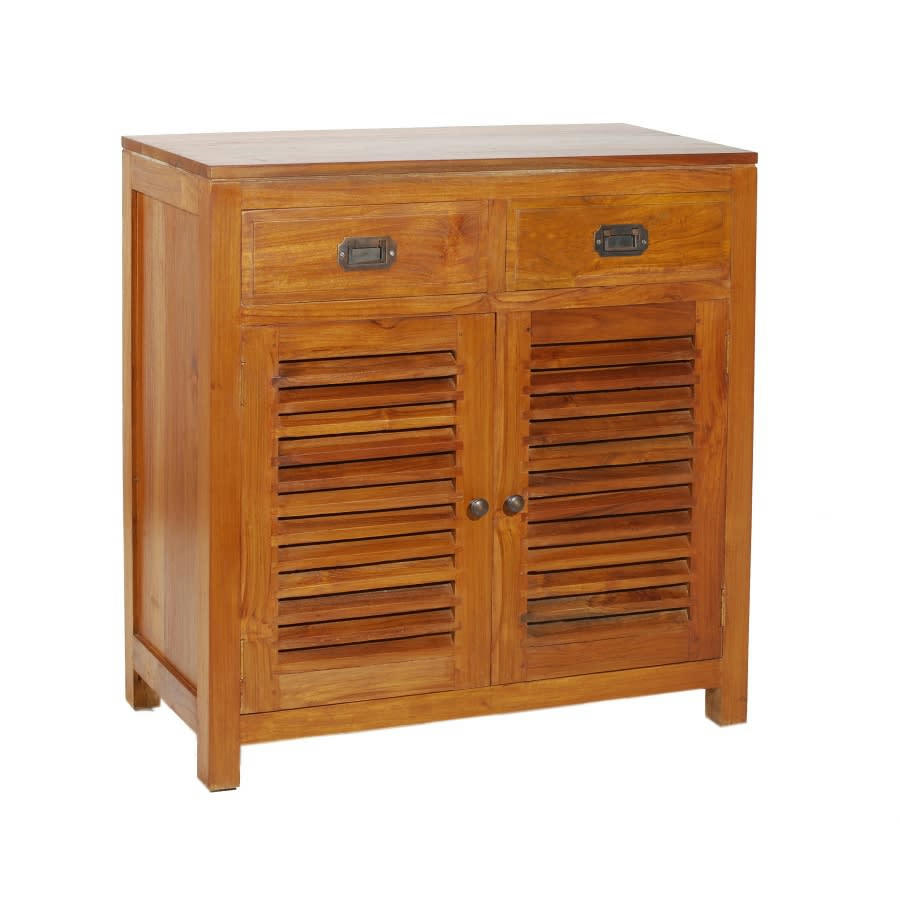 AYAN - Bahut 2 portes persiennes 2 tiroirs en teck