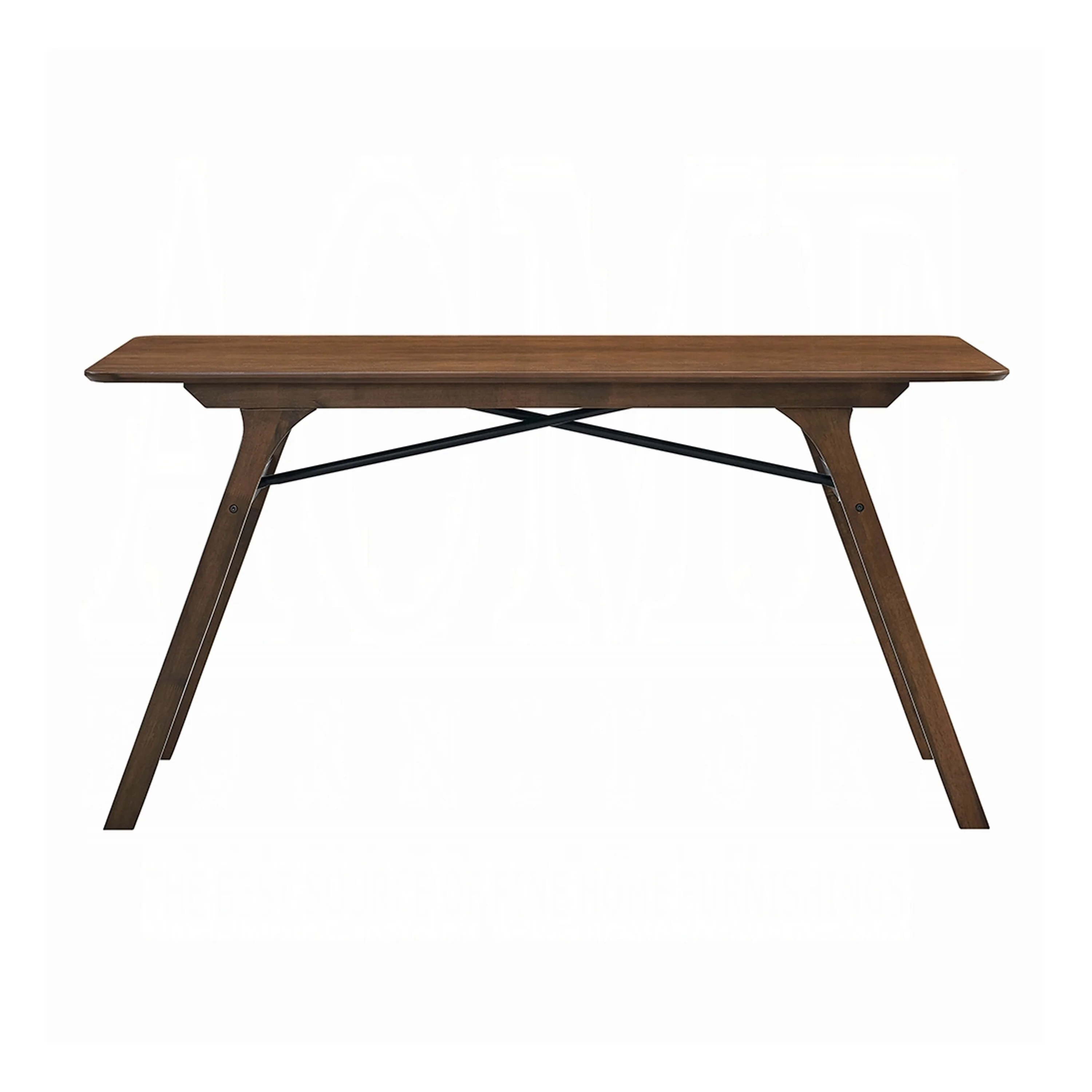 Lumy Dining Table, 59 Inch, Rectangular Top, Walnut Brown Rubberwood