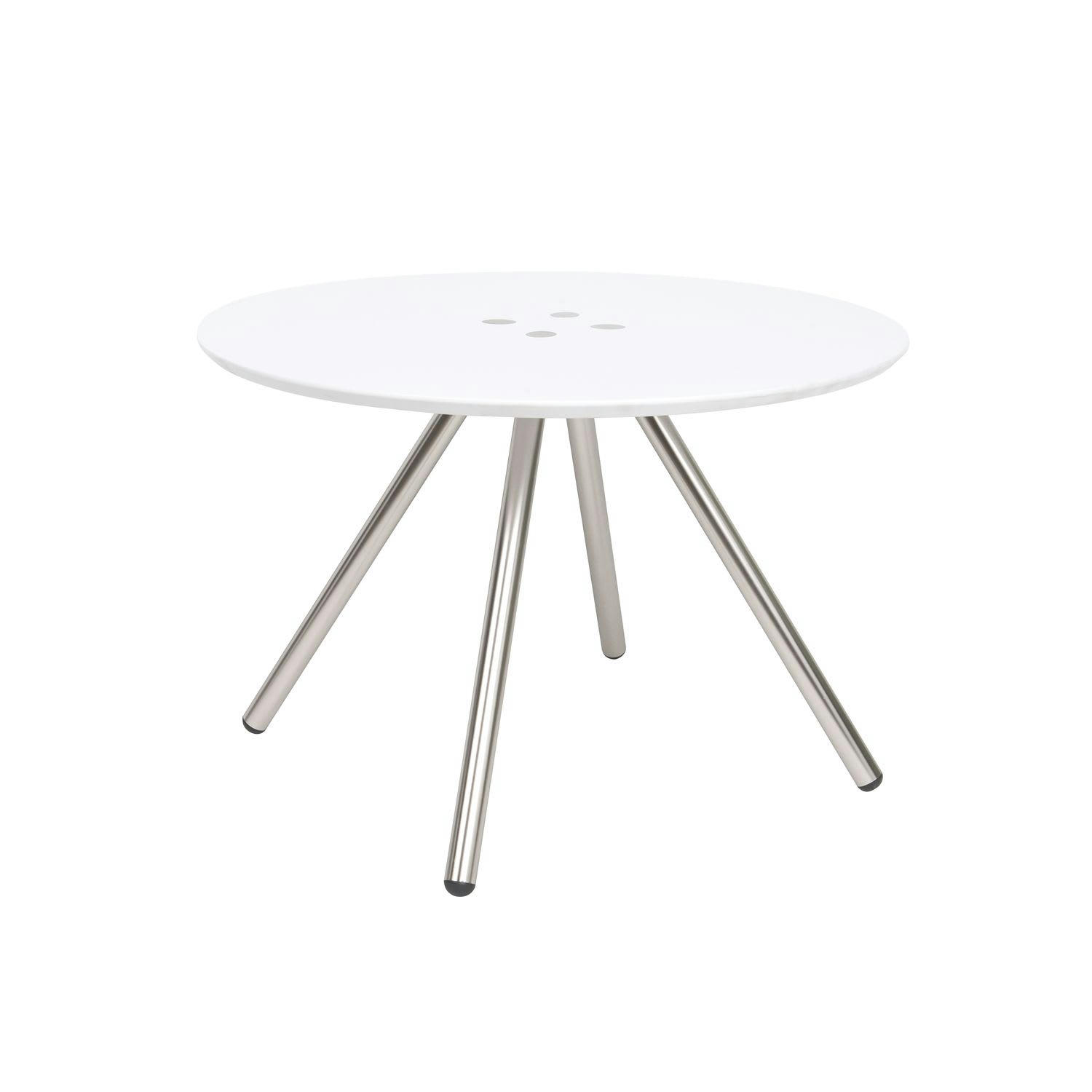 SLICED - Table basse ronde 4 pieds chromés blanc